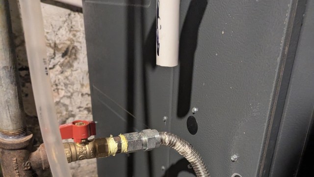 A gas line to a furnace.