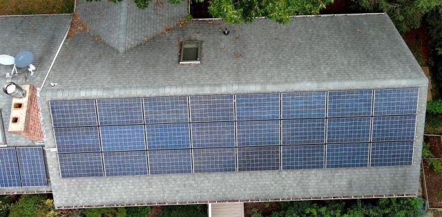 Solar panels on a home's roof.