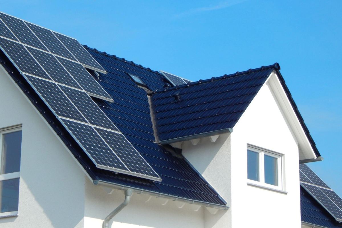 A house with rooftop solar.