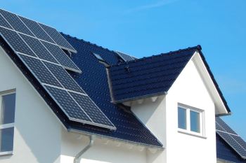 A house with rooftop solar.