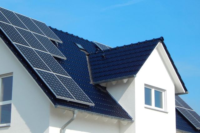 A house with rooftop solar.