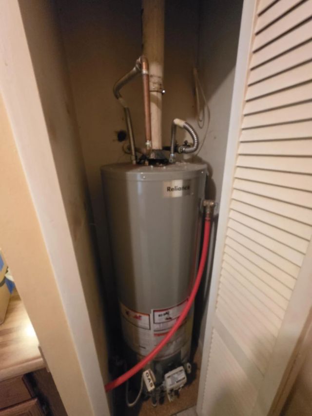 A gas water heater.