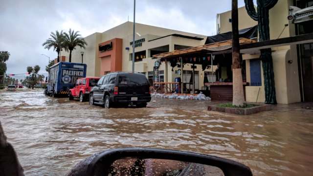 A very flooded street in Mexico.