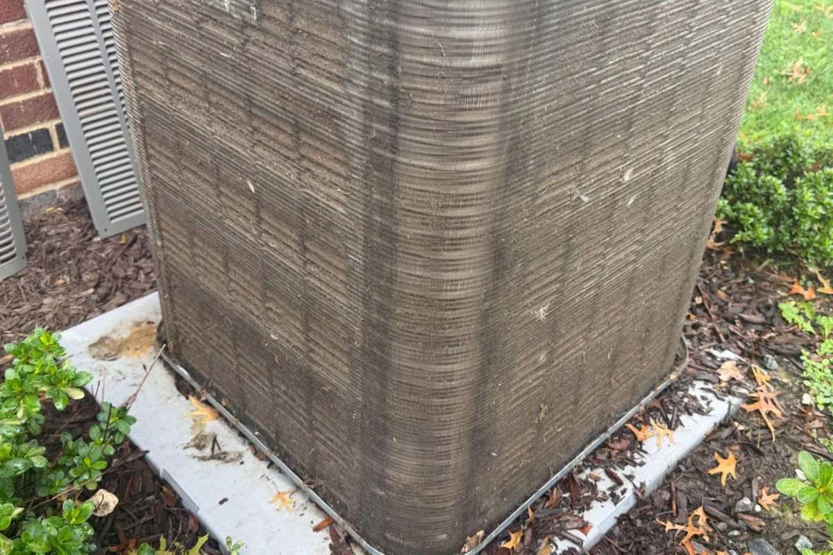 A dirty HVAC unit.