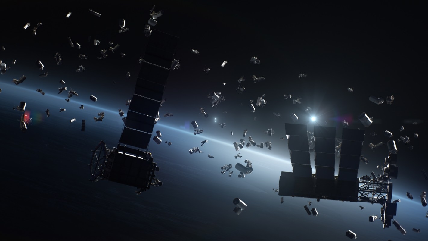 Satellites in space.