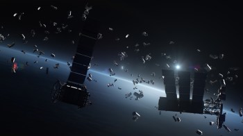 Satellites in space.