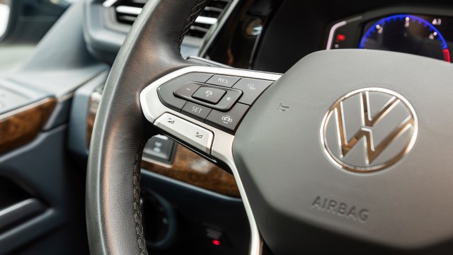 A Volkswagen steering wheel.