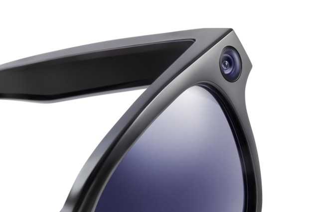 A pair of sunglasses with a built-in camera lens.
