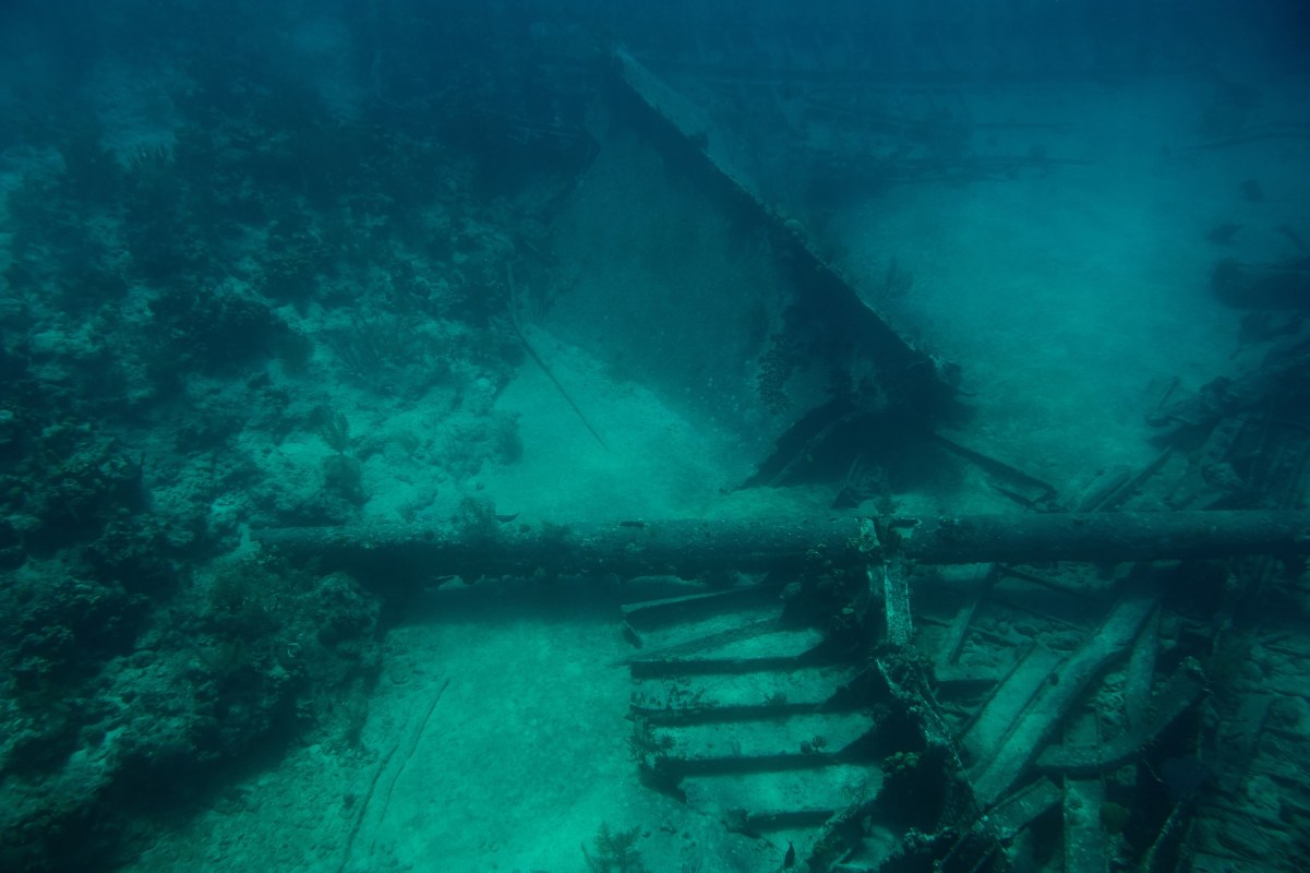 A sunken shipwreck.