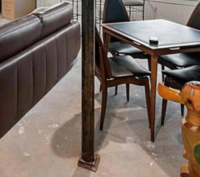 A basement support column on a jackplate. 