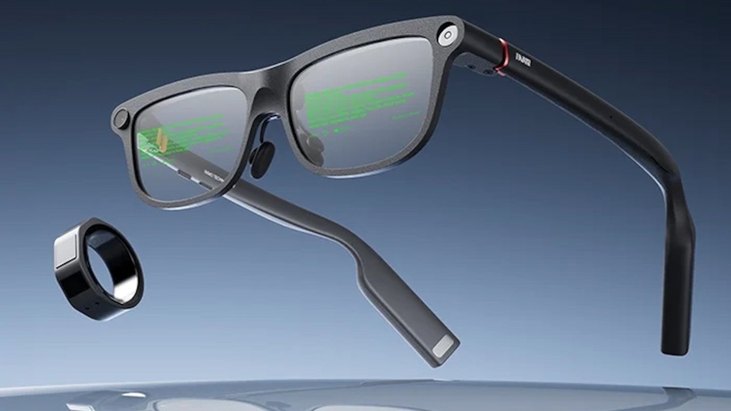A pair of smart glasses and a smart ring.
