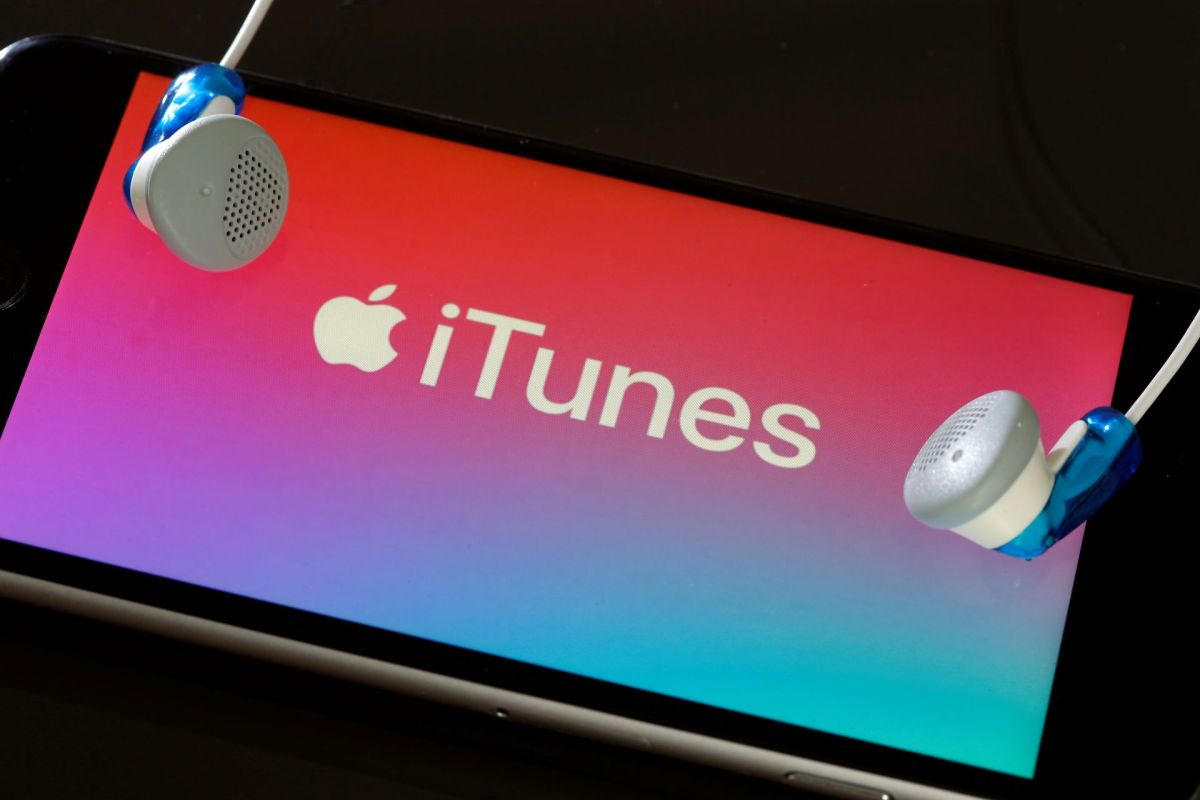 A phone with an iTunes logo.