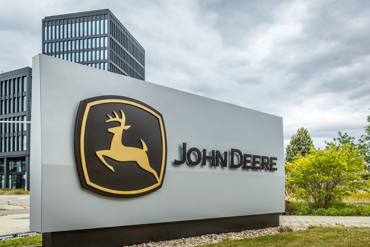 A John Deere sign.
