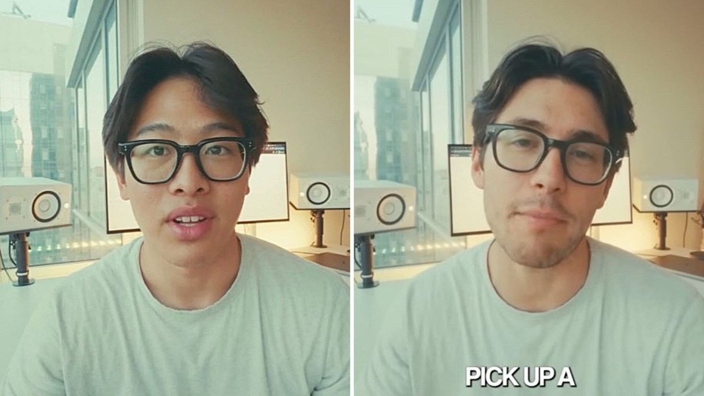 Elliott Choy on the left and a whitewashed version of him on the right.