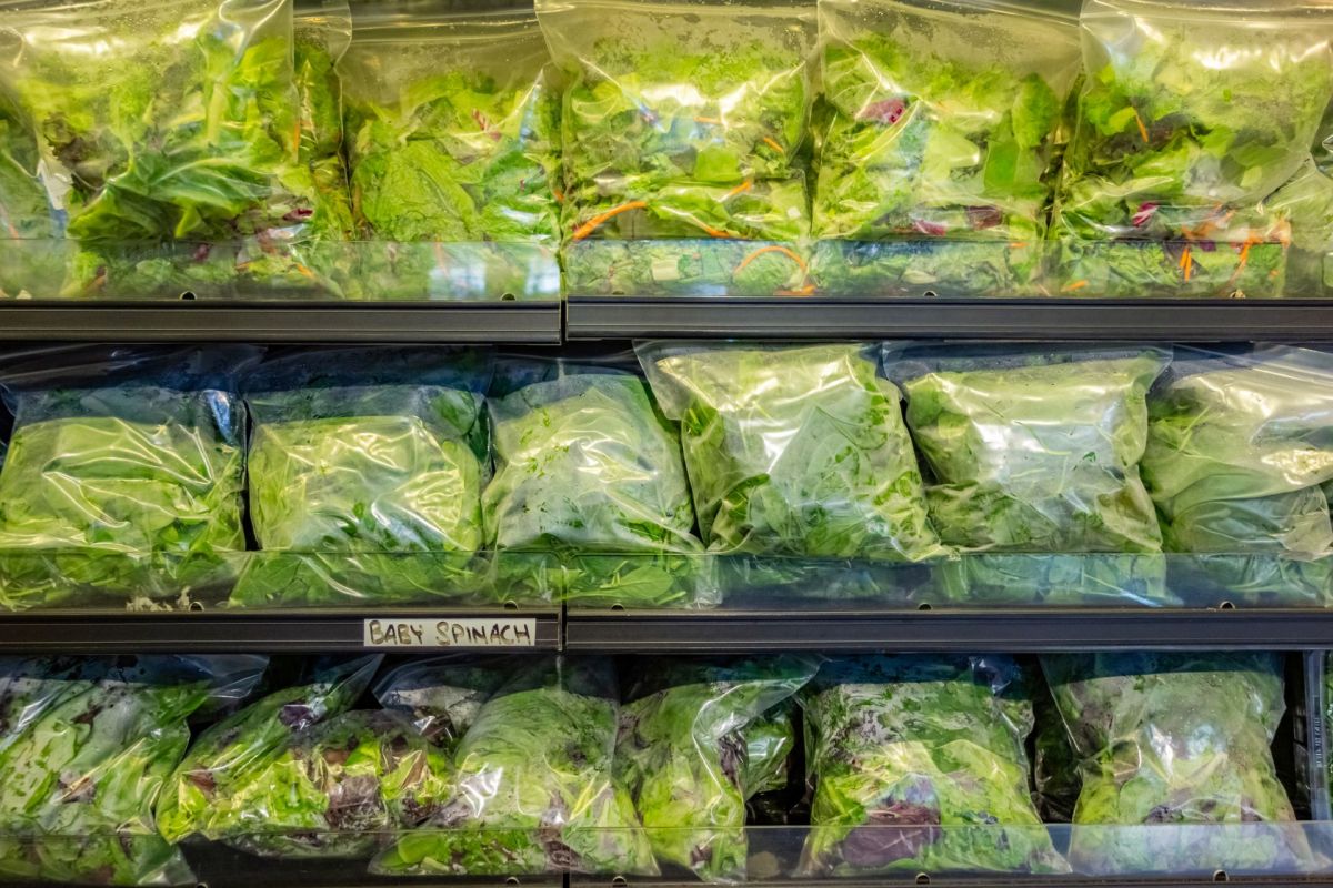 Bags of leafy greens.