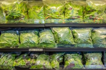 Bags of leafy greens.
