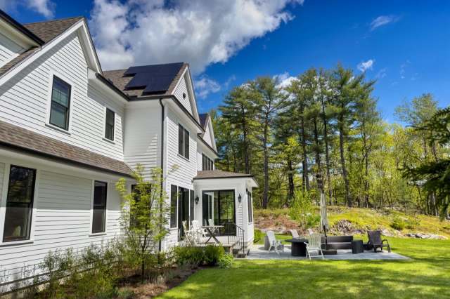 A house with solar panels.
