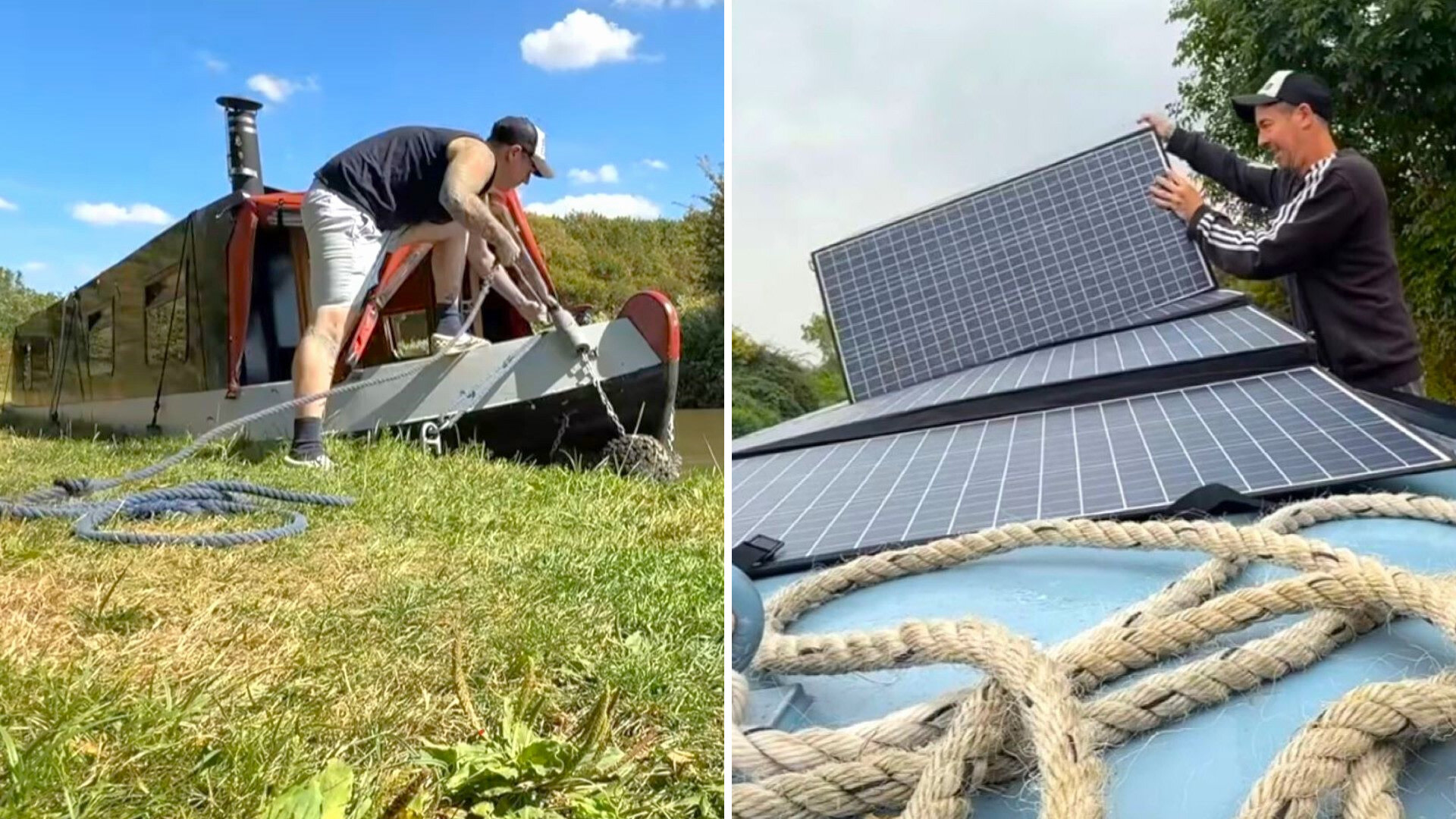 Narrowboat owner attempts 3 weeks off-grid as rain tests minimal setup