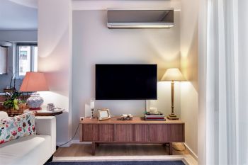 A mini split in a living room.
