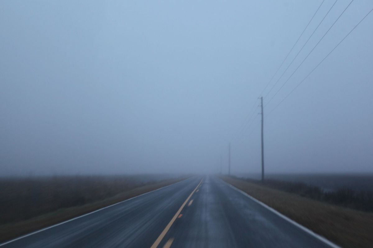 Fog on Highway 12 in North Carolina.