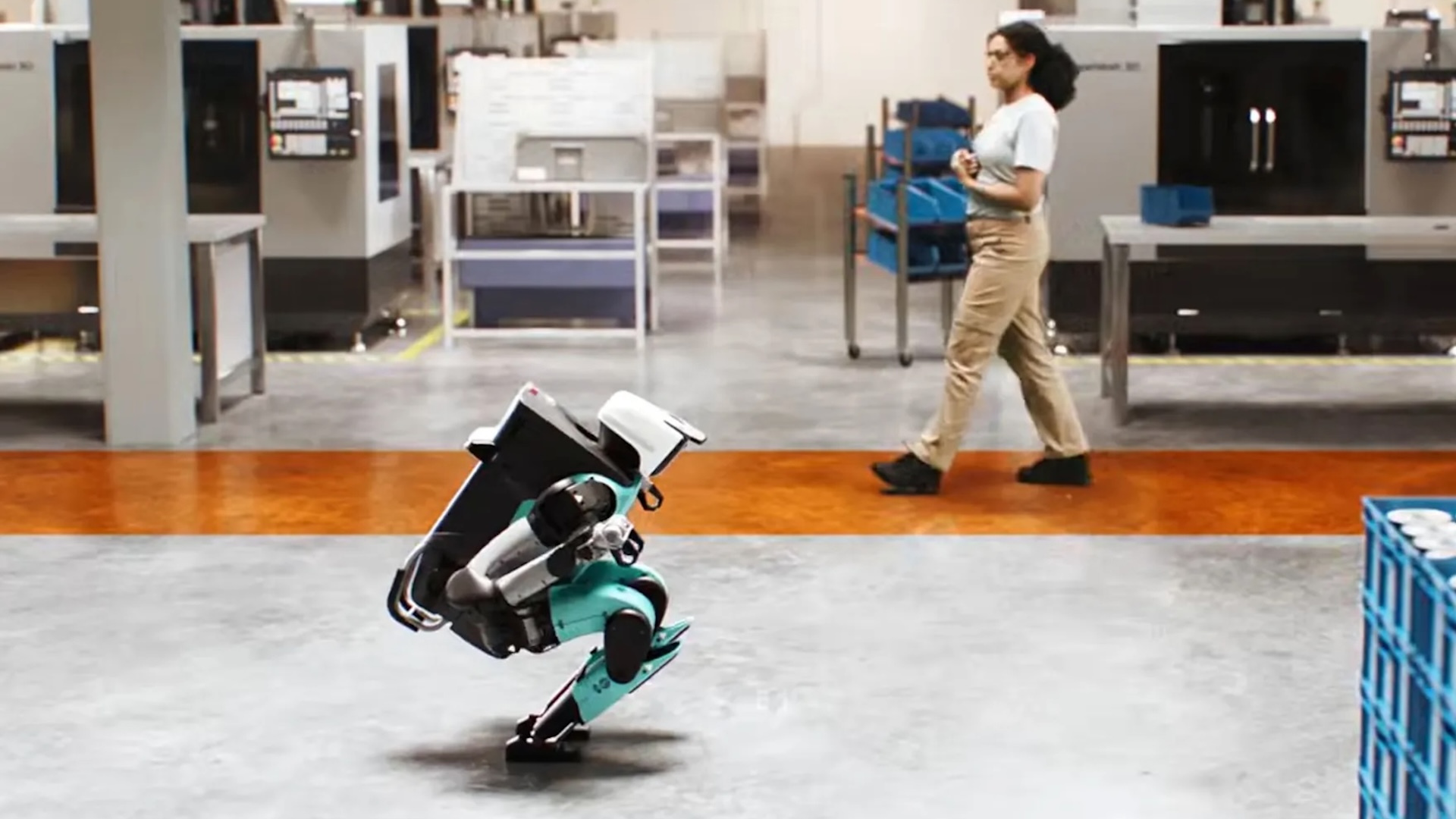 New humanoid robot 'cowers' and drops to its knees when workers get too close