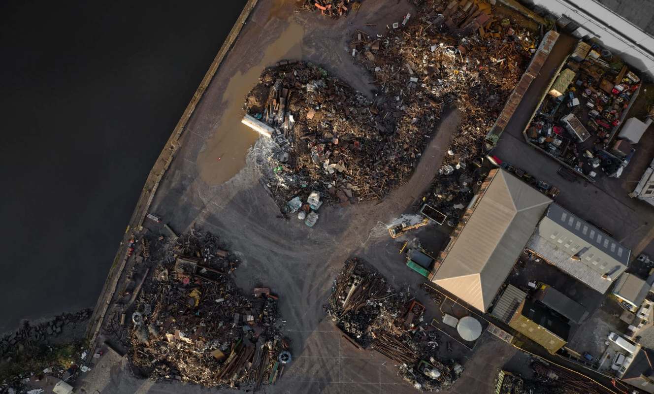 A scrap yard.