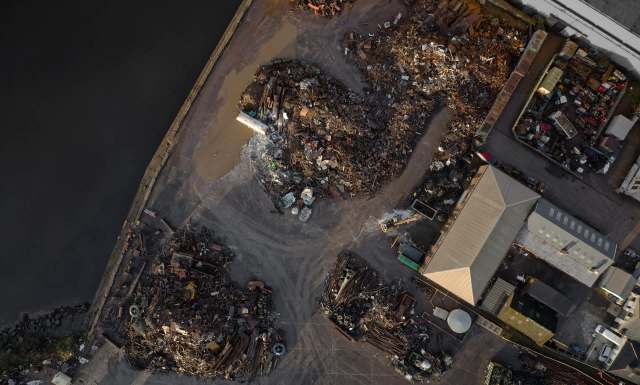 A scrap yard.