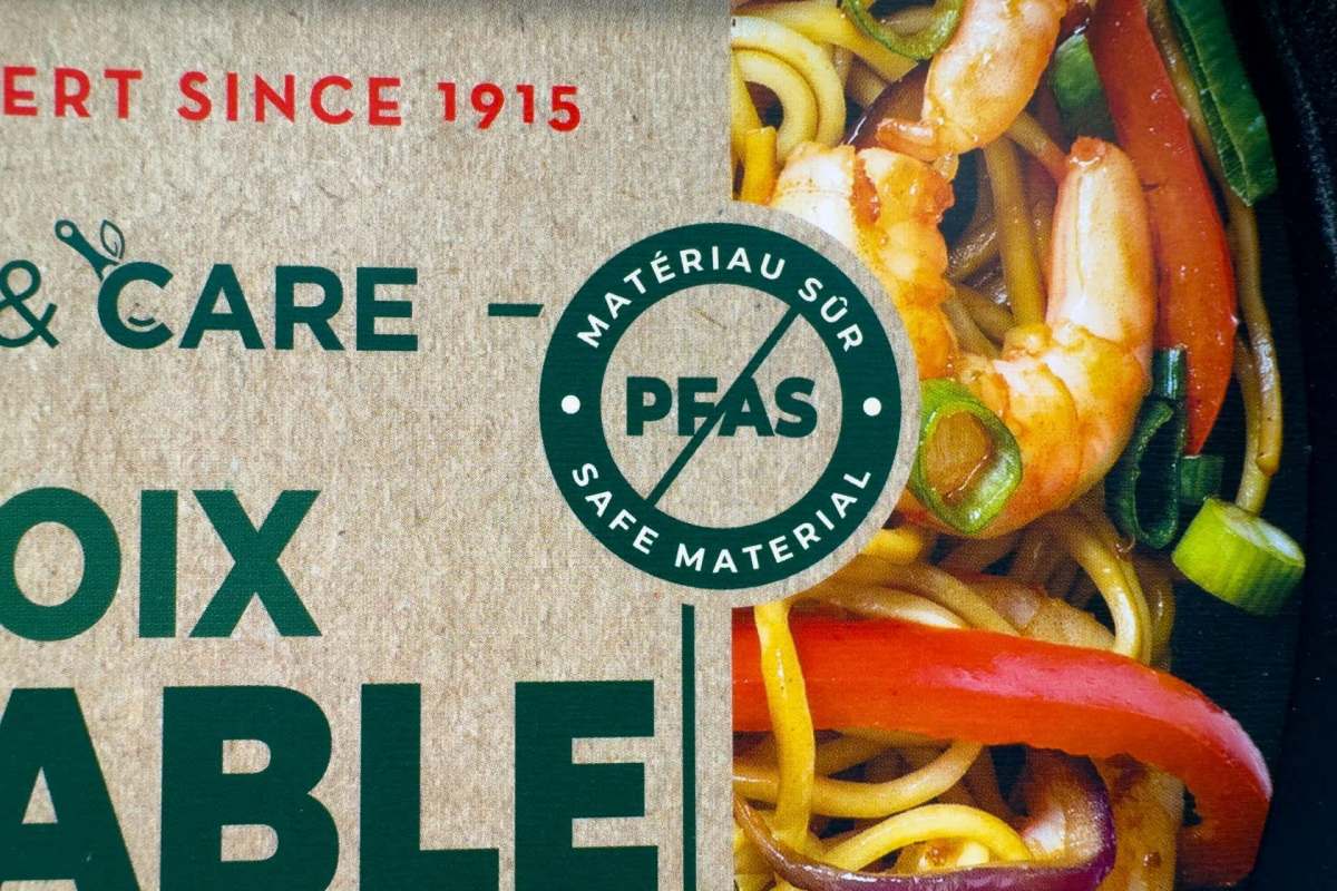 A food label showing the packaging contains no PFAS.
