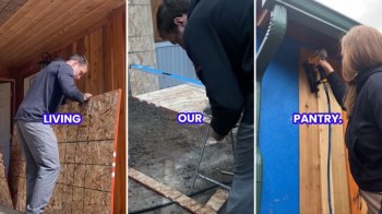 People building a home food pantry.