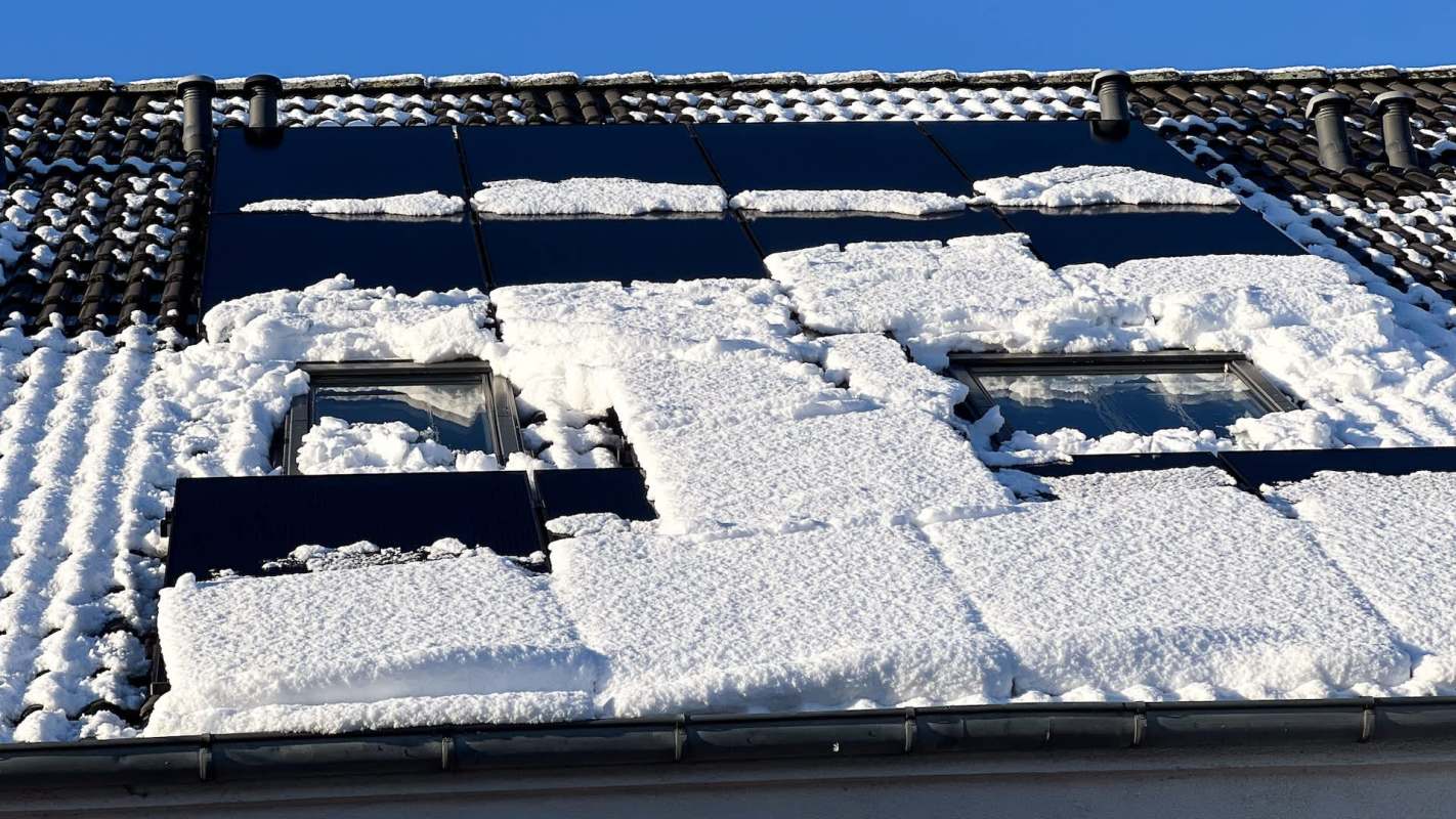 Snow on solar panels.