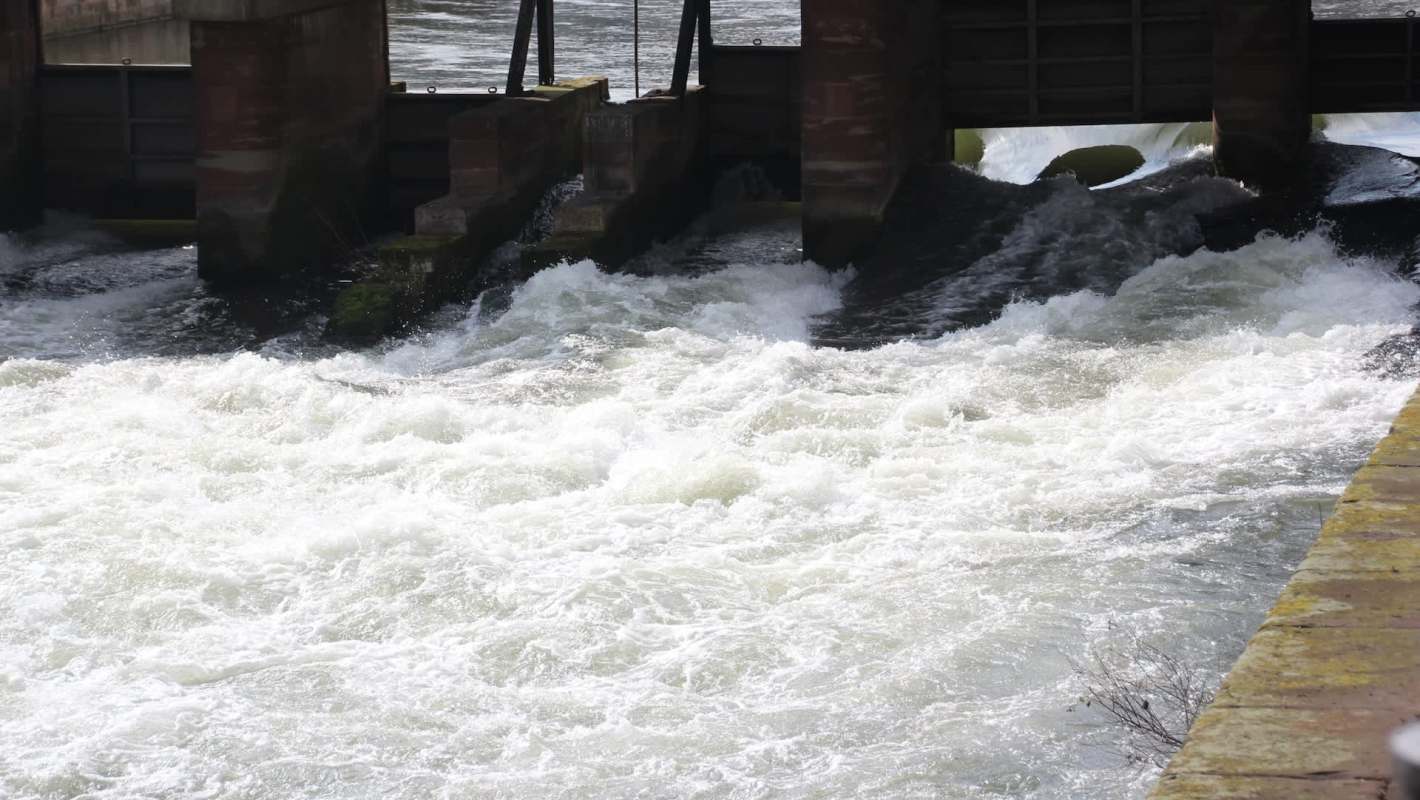 Water being released from a dam.