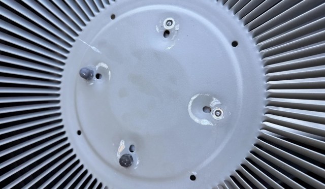 A worn air conditioner.