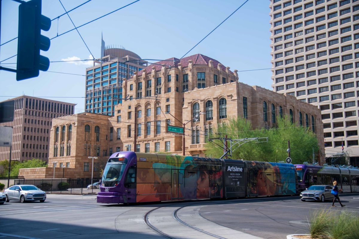 A tram in downtown Phoenix.