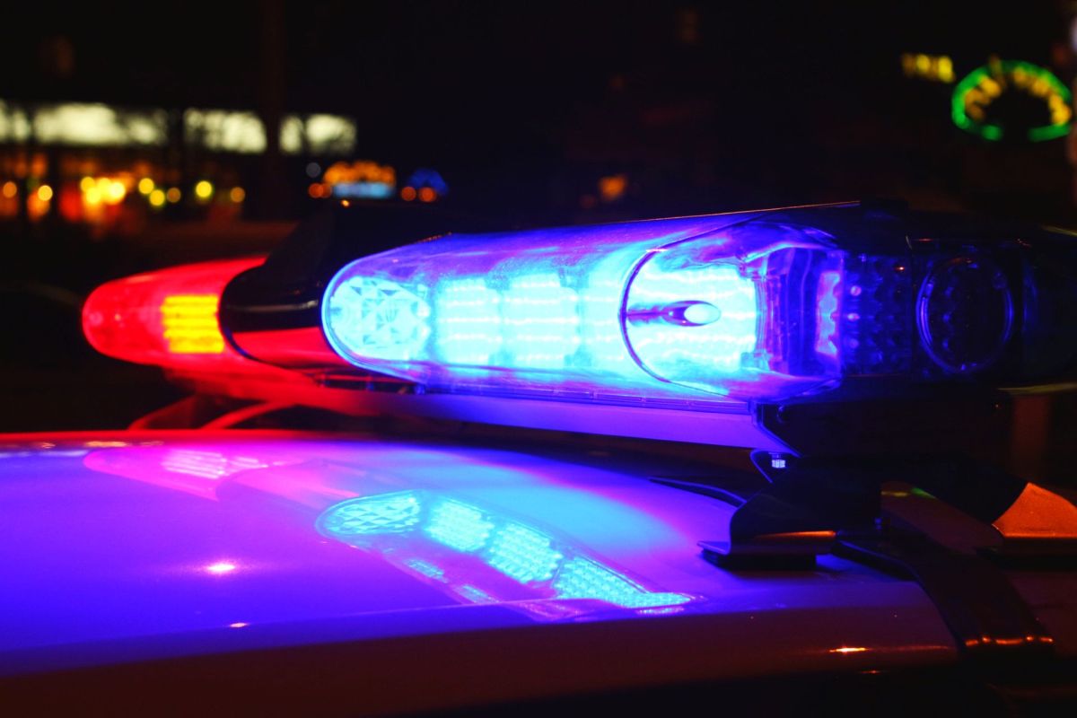 Police lights on top of a cop car.