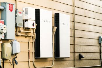 Two Tesla Powerwall home batteries.