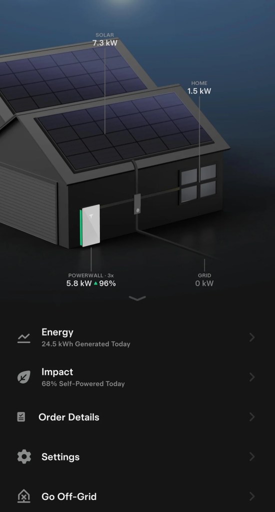 An app screen showing solar panel production.