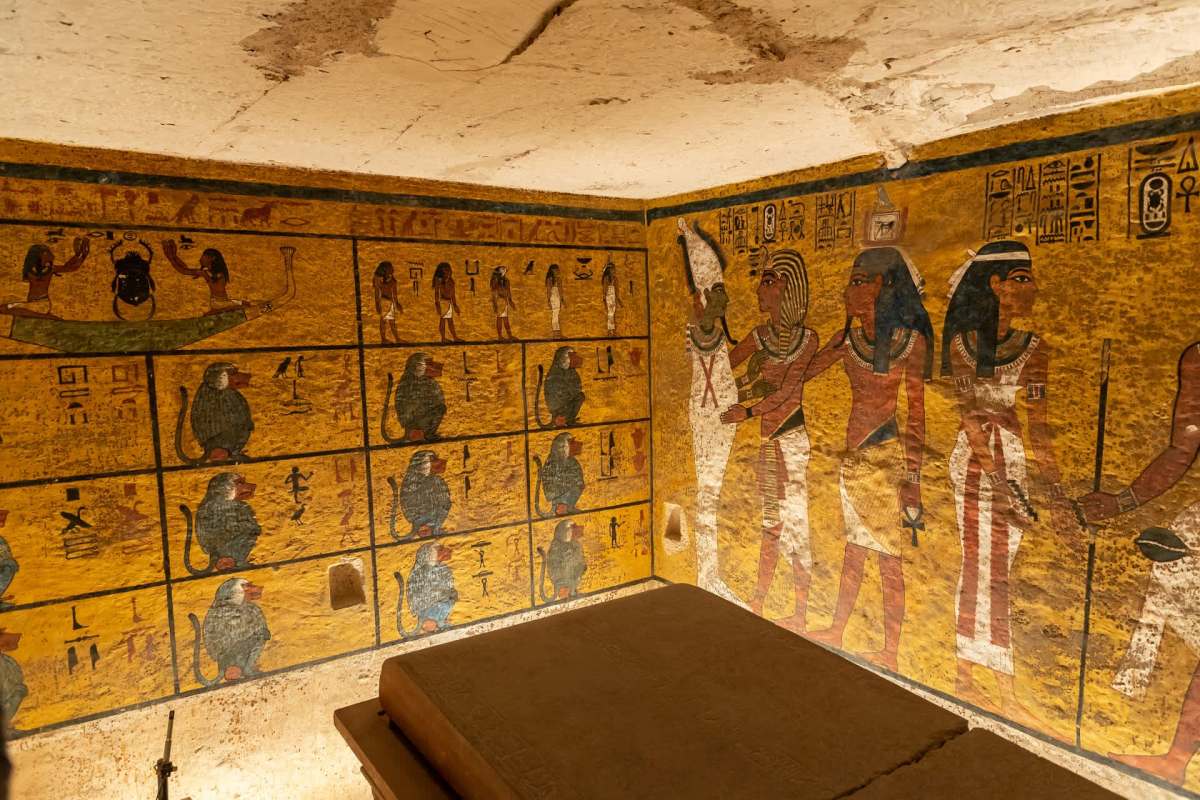 The inside of King Tut's tomb in Egypt