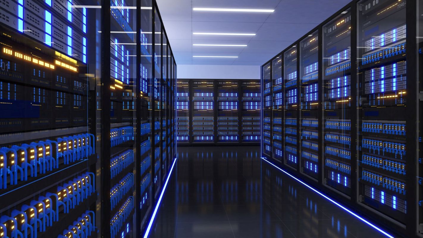 Server racks inside a data center.