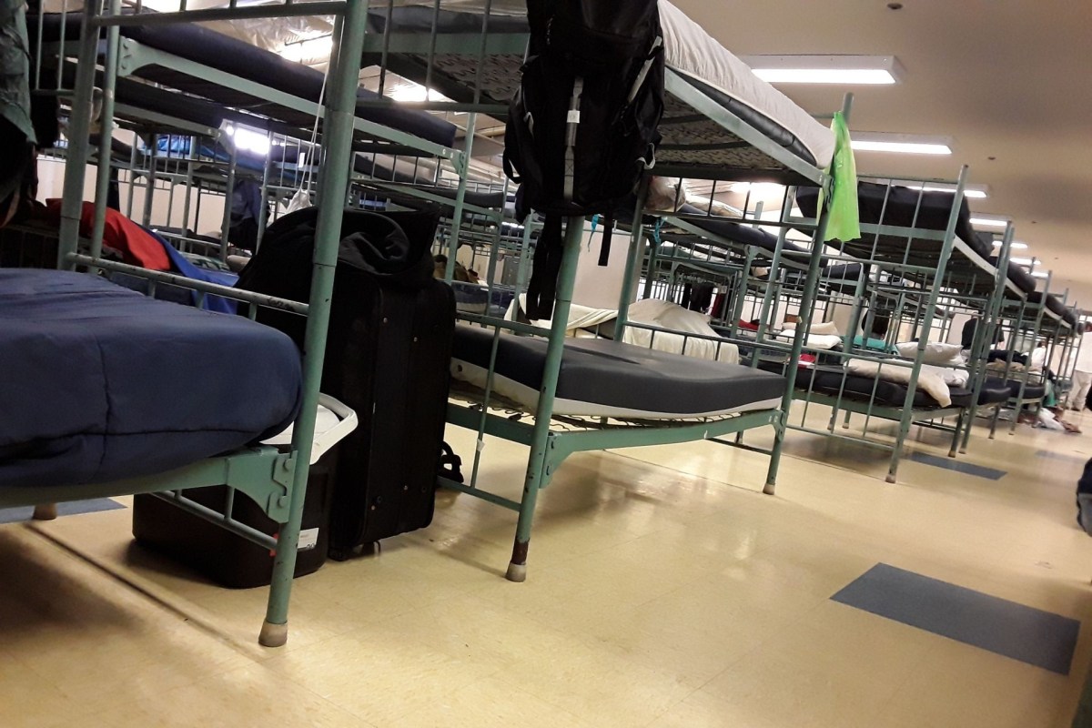 Bunk beds in a shelter.