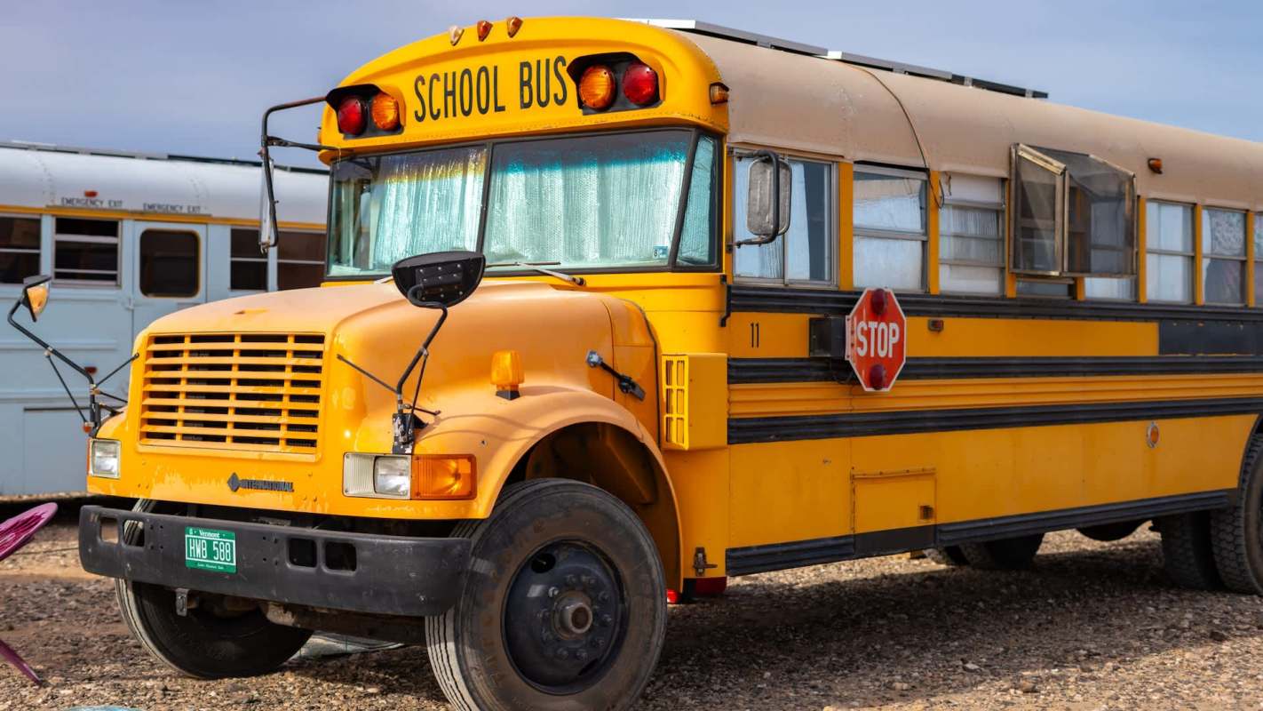 An old yellow school bus.