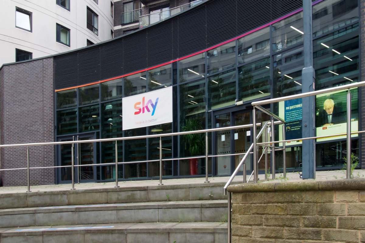 A building with a Sky logo.