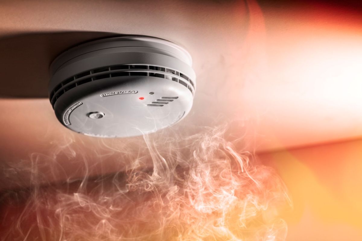 An activated smoke detector.