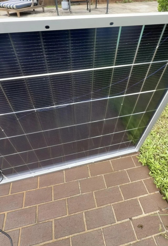 A cracked solar panel.