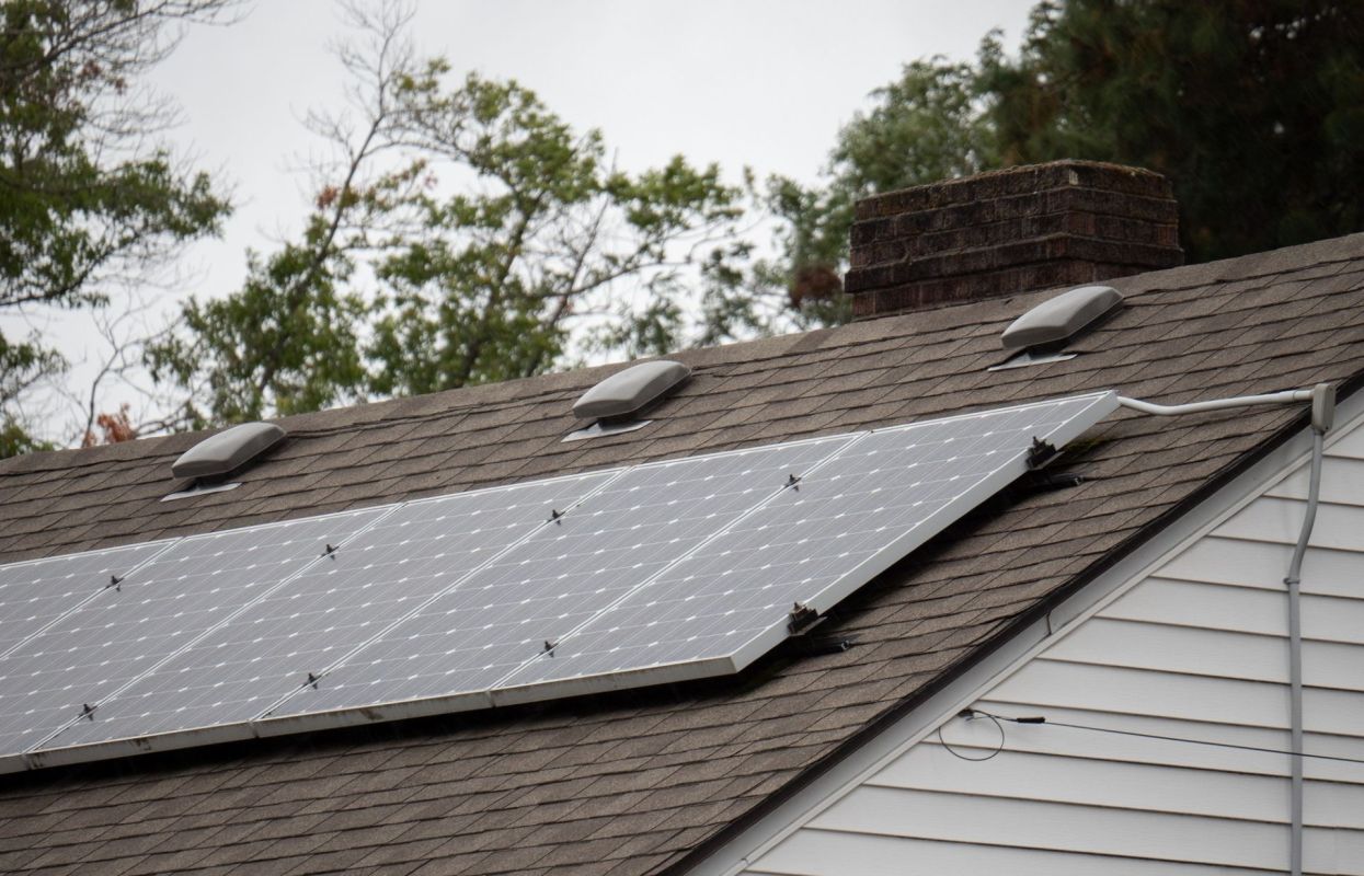 Solar panels on a roof.