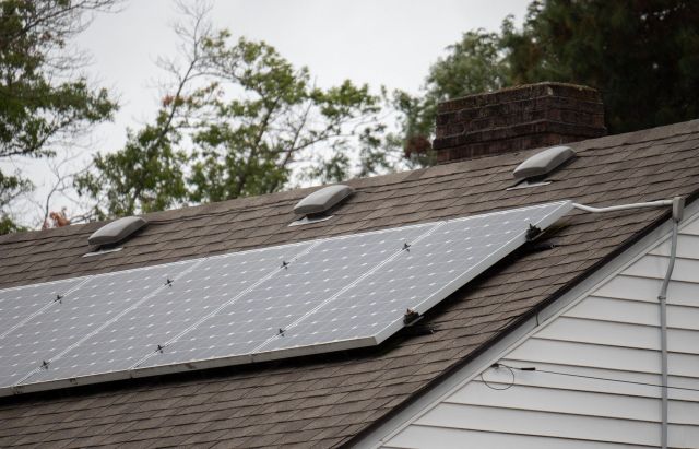 Solar panels on a roof.