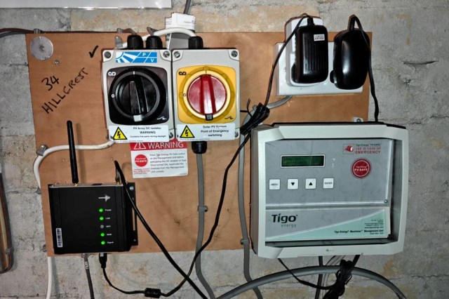 Solar setup and equipment in a loft.