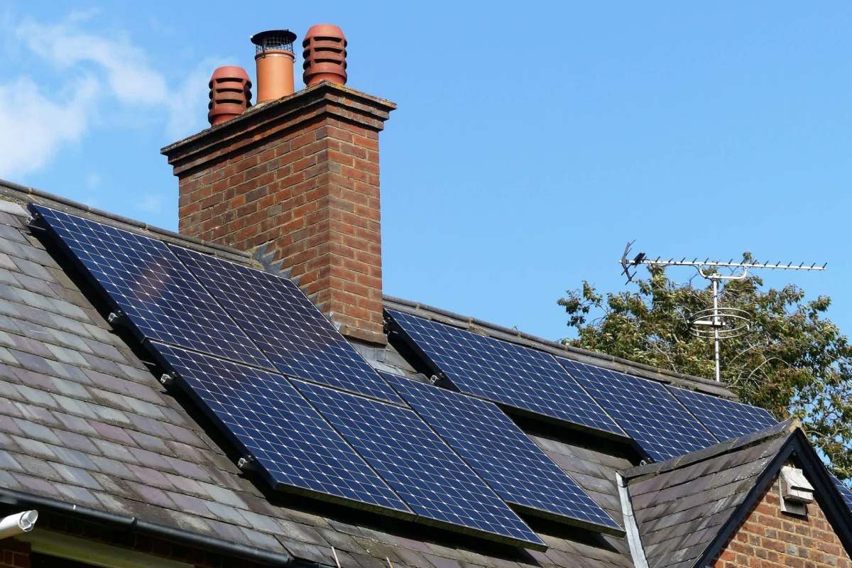 A home with solar panels.