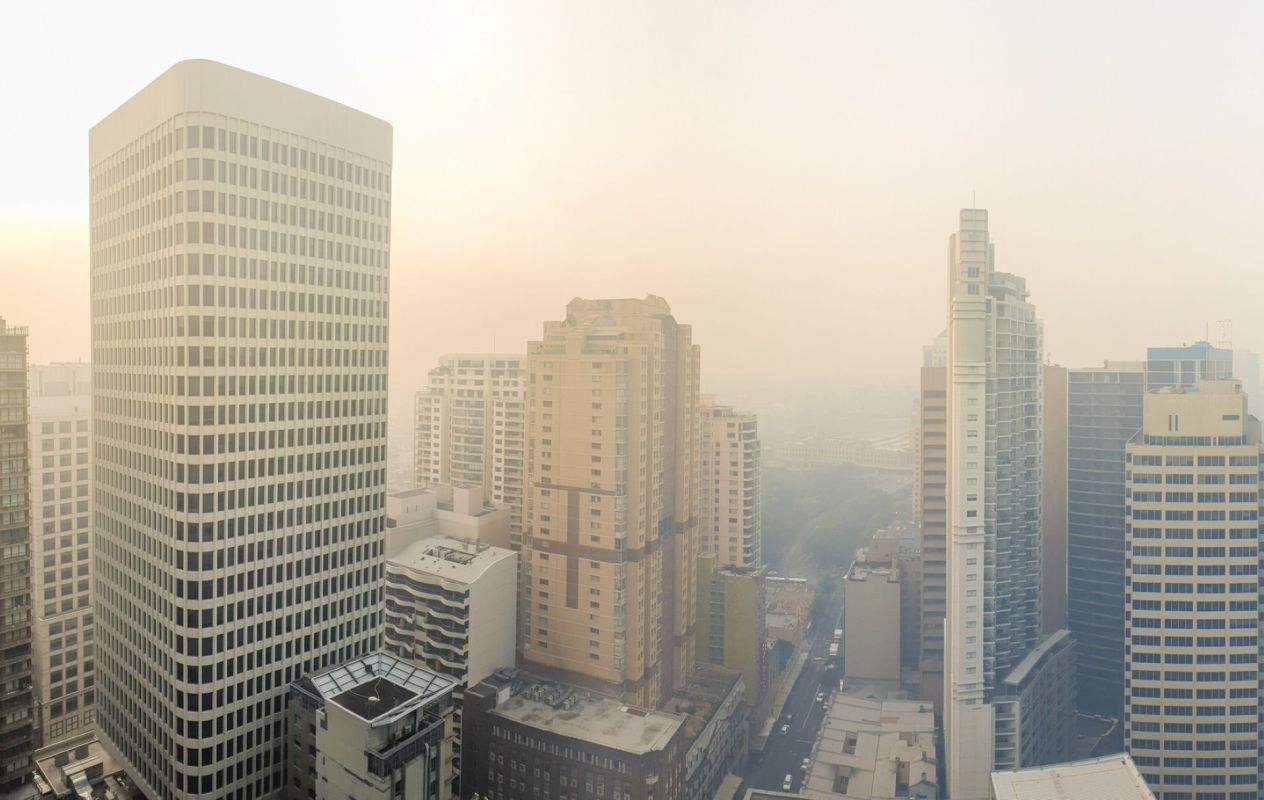 Haze over Sydney, Australia.