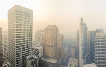 Haze over Sydney, Australia.