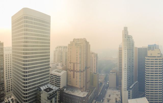 Haze over Sydney, Australia.